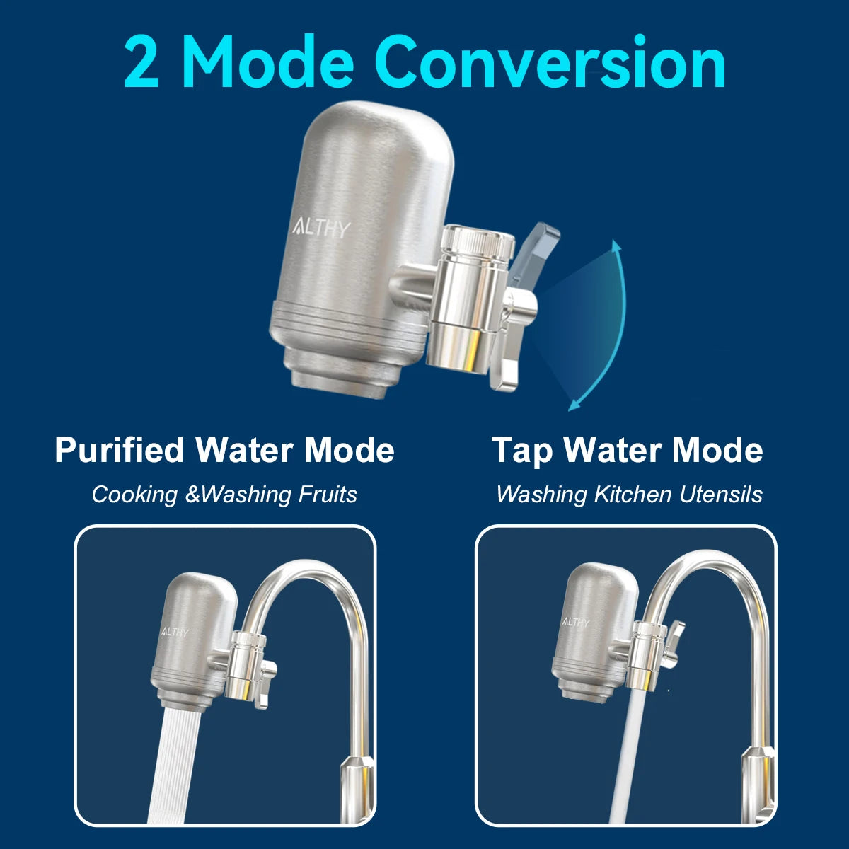 Stainless Steel Faucet Tap Water Filter Purifier System, NSF Certified Reduces Lead, Chlorine & Bad Taste Kitchen