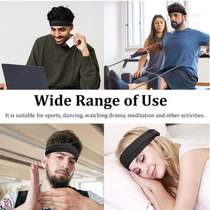 Bluetooth Sleeping Headphones Sports Headband Wireless Music Earphones Not Cover Ear Guide Sweat Band with Mic for Fitness Run